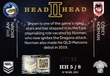 2020 NRL Elite - 2020 Case Cards - Head to Head #HH05 Dylan Brown/Corey Norman Back